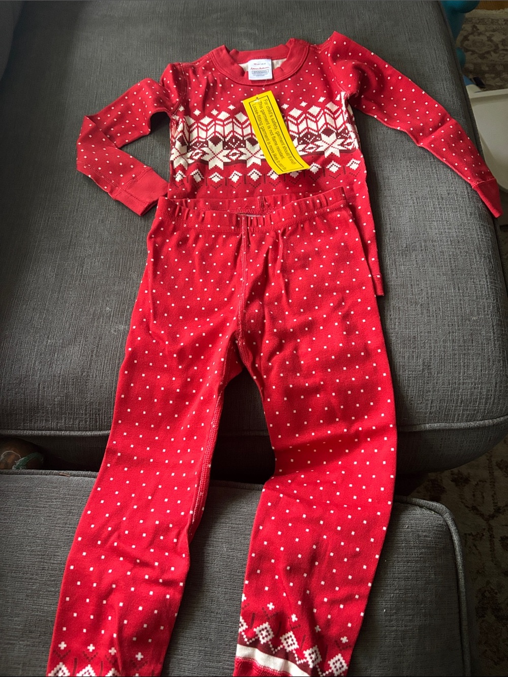 Hanna Andersson Red Fair Isle Kids Two-Piece Pajama Set